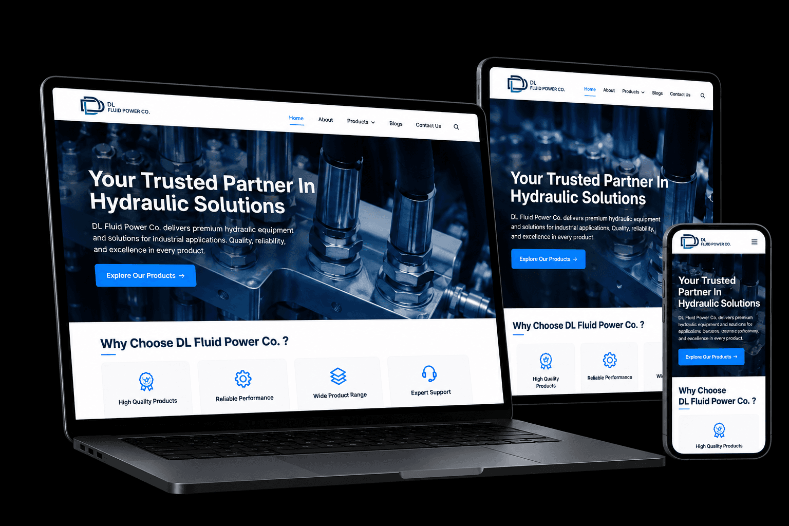 DL Fluid Power Co. website mockup