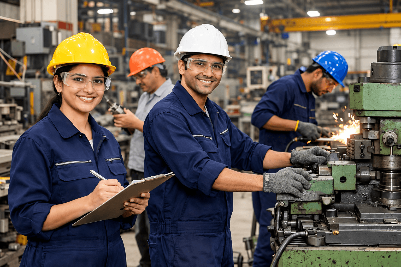 Industrial manufacturing floor workers