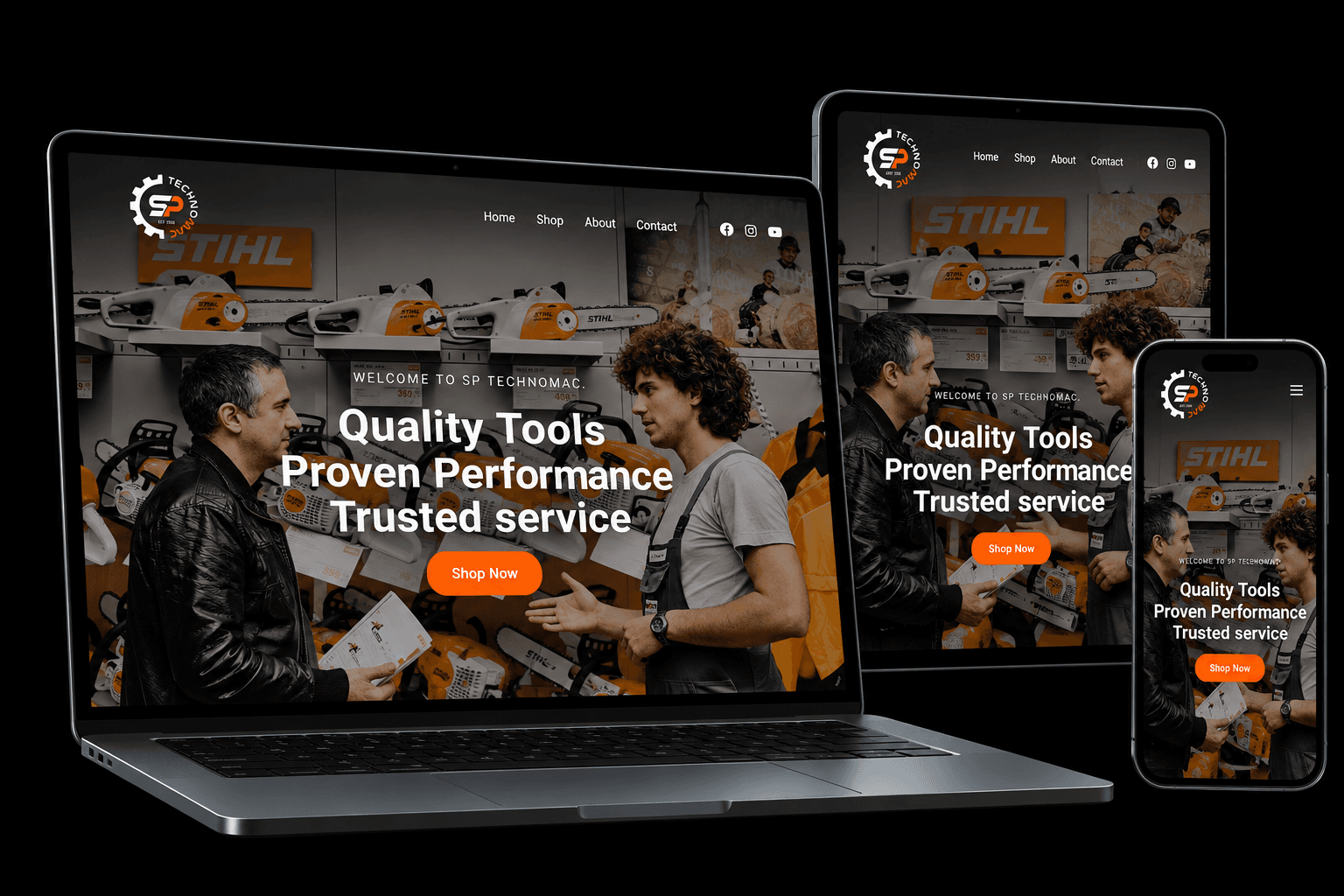 SP Technomac website mockup